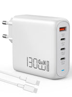 1 x RAW Customer Returns 130W USB C Charger, Type C PD 100W QC 30W PPS GaN Power Adapter with 100W Fast Charging Cable 4-Port USB C Power Adapter for MacBook Pro Air, Dell XPS 15, Google, iPhone 14 13, iPad Pro, Galaxy S22, S21 - RRP €79.33