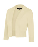 1 x RAW Customer Returns MINTLIMIT Women s Summer V-Neck 3 4-Sleeve Bolero Festive Cardigan Blazer, Beige, L - RRP €28.99