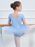 4 x Brand New Kefiyis ballet clothing girls tutu ballet dress ballerina dress costume children s dance dress short sleeve cotton ballet suit with tutu - RRP €74.6