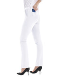 1 x RAW Customer Returns LaiEr Women s Dress Pants Belt Bows Stretch Work Pants Business Casual Straight Leg Yoga Bootcut Pants with Pockets White,Medium  - RRP €32.05