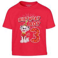 1 x RAW Customer Returns Paw Patrol - Birthday 3 Years Marshall Birthday Boy Children s Boys T-Shirt 104 Red - RRP €21.14