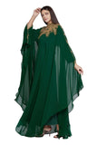 1 x RAW Customer Returns Women s Kaftan Farasha Long Maxi Dress Long Sleeves Ethnic Bridal Evening Party Dress with Free Scarf Bottle Green - RRP €88.86