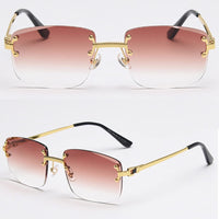 1 x RAW Customer Returns kachawoo Rimless Square Sunglasses Gradual Color Retro Vintage Style - RRP €16.64