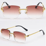 1 x RAW Customer Returns kachawoo Rimless Square Sunglasses Gradual Color Retro Vintage Style - RRP €16.64