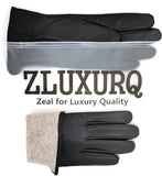 1 x RAW Customer Returns ZLUXURQ Women s Soft Black Genuine Lambskin Leather Cold Weather Touchscreen Gloves Cashmere Lined - RRP €25.72