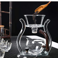 1 x RAW Customer Returns RORA Lazy Kungfu Glass Tea Set, Magnetic Water Flow Teapot with Rotating Cover, Semi-Automatic Glass Jug, Transparent - RRP €69.56