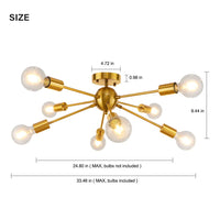 1 x RAW Customer Returns LynPon Ceiling Light Gold Sputnik Ceiling Lamp Modern 8-Light Nordic Brass Lamp Metal for Bedroom Dining Room Hallway Kitchen Restaurant - RRP €82.88