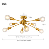 1 x RAW Customer Returns LynPon Ceiling Light Gold Sputnik Ceiling Lamp Modern 8-Light Nordic Brass Lamp Metal for Bedroom Dining Room Hallway Kitchen Restaurant - RRP €82.88