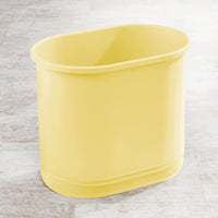 3 x Brand New mDesign practical trash can oval trash can for bathroom, office and kitchen with enough space for trash small metal wastepaper basket light yellow - RRP €108.99