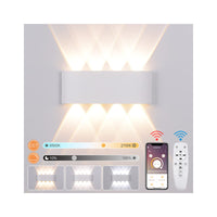 1 x RAW Customer Returns LED Wall Light Indoor with Remote Control APP, 8W Smart Wall Lamp Dimmable 2700K-6500K CCT Adjustable Brightness Modern Up Down Wall Lighting with Night Light Mode for Bedroom Living Room Hallway - RRP €30.2