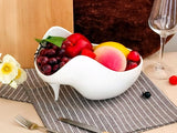 2 x Brand New BreeRainz fruit basket ceramic for kitchen counter stylish shoe-shaped modern decorative fruit bowl for home decoration, 10-inch pedestal bowl for fruit snacks candy bread white  - RRP €23.98