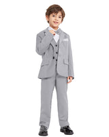 1 x RAW Customer Returns LOLANTA 5-piece boys tuxedo gray boys suit, page boy suits boys wedding fits, 152-158 label size 150  - RRP €56.98