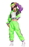 1 x RAW Customer Returns LOLANTA 3 Piece Hip Hop Clothing Set for Girls Street Dance Outfit for Kids Short Tank Top Fluorescent Green Jacket and Jogger Pants Green Label Size 120 - RRP €39.98