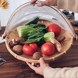 1 x RAW Customer Returns Xshelley Round Bamboo Basket with Lid Vegetable Fruit Bread Storage Basket 42cm Diameter  - RRP €29.82