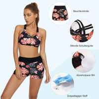 1 x RAW Customer Returns JASAMBAC Bikini Push Up Women, 3-Piece Tankini Women Tummy Control and High Waist Swim Shorts, Simple Swimwear, Women s Sports Swimsuit, Swimwear for Swimming Pool, Beach - RRP €31.7