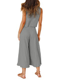 1 x RAW Customer Returns FANCYINN Women s Jumpsuit Summer Overall Elegant Festive Wedding Long Trouser Suit Sleeveless Round Neck Tank Top Cropped Wide Leg Pants Playsuit Gray XS - RRP €36.12