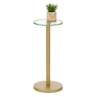 1 x RAW Customer Returns mDesign small side table made of metal and glass stylish glass table for the living room or bedroom minimalist coffee table with fashionable design brass-colored - RRP €61.99