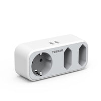 82 x RAW Customer Returns TESSAN Europe to USA Adapter, US Adapter with 3 Outlets and 2 USB, Type B Plug for American Charger Adapter, Canada Adapter, Mexico Adapter, Colombia Adapter, White and Gray - RRP €1526.02