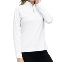 1 x RAW Customer Returns MoFiz Women s Sweatshirt Long Sleeve Sweatshirts Sports Pullover 1 4 Zip White L - RRP €27.99