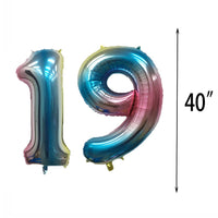 1 x Brand New WXLWXZ Giant 19th Birthday Balloon, 19th Birthday Decorations, Happy 19 Years Old Birthday Party Supplies for Women Men Rainbow  - RRP €7.04