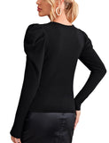 2 x Brand New Tapata Women s Tunics Puff Long Sleeve Sweatshirts Crewneck Casual Pullover Tops Solid Pleated Shirts, Black, XX-Large - RRP €55.2