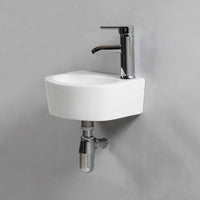 1 x RAW Customer Returns Oval wall mounted ceramic washbasin for cloakroom and bathroom right hand  - RRP €61.9