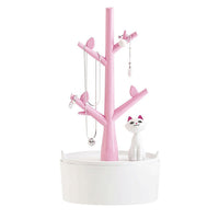 1 x RAW Customer Returns Fantes Jewelry Box and Organizer with Kitten and Tree for Necklaces, Earrings, Bracelets, Hair Ties and Plastic, Pink, Code Holder-CatTree - RRP €22.8