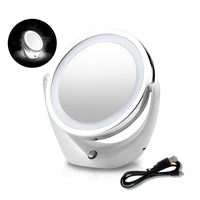 1 x RAW Customer Returns TOUCHBeauty round cosmetic mirror - rechargeable table mirror with LED lighting and 5x magnification - make-up mirror with 360 swivel function. Double-sided AG-1276 - RRP €28.39