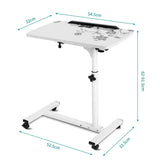 1 x RAW Customer Returns Mobile laptop table, side table on wheels, care table for bed, height adjustable computer table, notebook table, white breakfast table, laptop stand, for sofa, bedroom, office - RRP €64.49