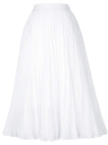 1 x RAW Customer Returns Skirts Women Basic Solid Versatile Pleated Skirt Summer Women Knee Length M cl2473-9 White - RRP €35.99