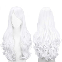 1 x RAW Customer Returns Colorful Panda 32 Inch 80cm Long Wavy Cosplay Wig for Women, Full Hair with Bangs Long Curly Synthetic Wig for Girls, Anime Cosplay Halloween Costume Party Wig White  - RRP €15.99