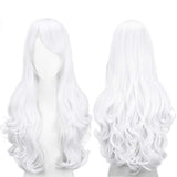 1 x RAW Customer Returns Colorful Panda 32 Inch 80cm Long Wavy Cosplay Wig for Women, Full Hair with Bangs Long Curly Synthetic Wig for Girls, Anime Cosplay Halloween Costume Party Wig White  - RRP €15.99