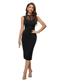 1 x RAW Customer Returns GORGLITTER figure-hugging dress women elegant lace dress long dress with slit tank dress midi black M - RRP €35.99