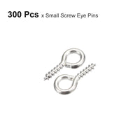 1 x Brand New sourcing map 300pcs Small Screw Eye Pins Hooks Mini Eyelets Threaded Screws, 4x8x1mm Self Tapping Screw for Jewelry Making Accessories DIY Crafts, Silver Tone - RRP €20.4