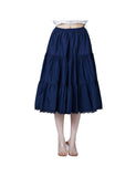 1 x RAW Customer Returns BEAUTELICATE Women s Skirt Cotton Long Short Combination Petticoat for Wedding Dress Anti-Static Black Ivory with Lace Hem Navy Blue-75cm Length,L  - RRP €24.99