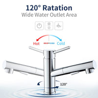 1 x RAW Customer Returns HOMELODY kitchen bathroom faucet, kitchen faucet with pull-out shower, sink faucet with pull-out dual spray head, 120 rotatable kitchen mixer tap, kitchen faucet brass - RRP €69.99