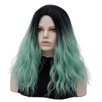 5 x Brand New Halloween Wig Green for Women Long Curly Wigs with Gothic Necklace Carnival Costume Synthetic Hair Ombre Wig V021H - RRP €90.2