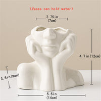 1 x RAW Customer Returns DHYXZCA Head Face Ceramic Vase White, Female Body Flower Vase Modern Nordic Boho Vases Chic Aesthetic Decorative For Living Room Bedroom Office Decoration For Home Room D cor Small  - RRP €18.97