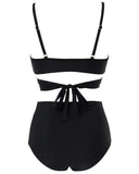 1 x RAW Customer Returns Jarseila Women s Bikini Set Sexy Two Piece Swimsuit Bikini Top High Waist Bikini Bottoms Elegant Push Up Swimwear Black XL - RRP €35.99