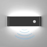 1 x RAW Customer Returns INHDBOX wall light motion detector indoor 12W cold white, LED wall lamp indoor up and down aluminum interior light wall lighting for living room bedroom hallway stairs, black  - RRP €30.99