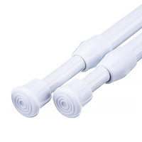 1 x RAW Customer Returns MUHOO curtain rod 2 pieces, clamp rod curtains, telescopic curtain rod without drilling, use as a window curtain rod DIY shelf extendable clothes rail - white 55-90 cm, 14mm  - RRP €17.14