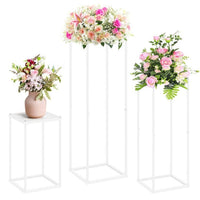 1 x RAW Customer Returns Tall Vase Centerpieces - 3 Pieces 80cm Tall Flower Vases Metal Floor Vase Column Geometric Wedding Centerpiece Stand Rectangular Display for Weddings Party Decorations - RRP €45.24