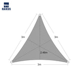 1 x RAW Customer Returns HAIKUS Triangular Sail Awning 3x3x3 m, PES Shade Sail, Waterproof, Resistant and 95 UV Ray Protection for Outdoor, Garden, Terraces Cream  - RRP €25.45