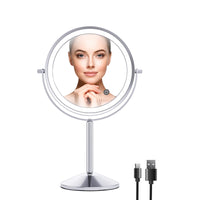 1 x RAW Customer Returns ILLUMAXINF LED illuminated cosmetic mirror 5x magnification, 360 rotation make-up mirror with lighting 3 light colors, touch switch round mirror for bathroom and home - RRP €39.26