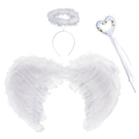 6 x Brand New Angel Wings White Angel Wings Tight Costume Angel Wings Decoration with Halo and Magic Wand Ladies, Party Costumes Decoration - RRP €95.46