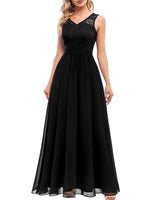 1 x RAW Customer Returns DRESSTELLS Women s Ball Gown Maxi Long Evening Dresses Chiffon Lace Bridesmaid Dresses Floor Length Cocktail Dress Confirmation Dress Black L - RRP €60.17