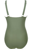 1 x RAW Customer Returns Sangdut Swimsuit Women Tummy Control Sexy V Neck Swimsuits Push Up One Piece Swimwear With Cups Mesh Monokini Swimsuits Green, L  - RRP €32.35