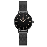 1 x RAW Customer Returns SK Ultra-thin Minialistic Women s Watches Simple Two Hands Ladies Dress Watch Leather Strap Black-Mesh  - RRP €30.99