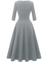 15 x RAW Customer Returns DRESSTELLS women s evening dress 3 4 sleeve festive party dress 1950s retro dress mother of the bride dress with belt retro pleated skirt knee-length midi-length evening dress grey S - RRP €554.85