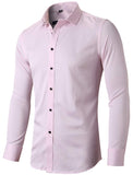 1 x RAW Customer Returns INFlATION Men s Shirt Made of Bamboo Fiber Environmentally Friendly Elastic Slim Fit for Leisure Business Wedding Pure Color Shirt Long Sleeve DE L Label 42 , Pink - RRP €27.14